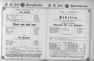 Theaterzettel (Oper und Burgtheater in Wien) 18880929 Seite: 1