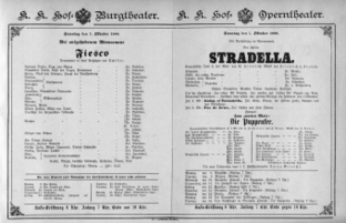 Theaterzettel (Oper und Burgtheater in Wien) 18881007 Seite: 1