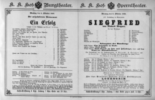 Theaterzettel (Oper und Burgtheater in Wien) 18881008 Seite: 1