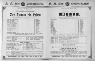 Theaterzettel (Oper und Burgtheater in Wien) 18881009 Seite: 1