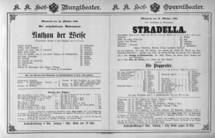 Theaterzettel (Oper und Burgtheater in Wien) 18881010 Seite: 1