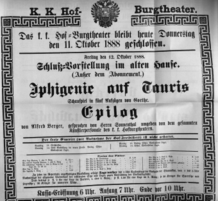 Theaterzettel (Oper und Burgtheater in Wien) 18881011 Seite: 1
