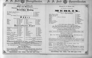 Theaterzettel (Oper und Burgtheater in Wien) 18881015 Seite: 1