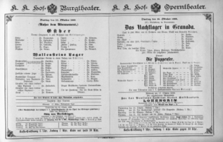 Theaterzettel (Oper und Burgtheater in Wien) 18881016 Seite: 1