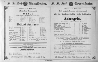 Theaterzettel (Oper und Burgtheater in Wien) 18881017 Seite: 1