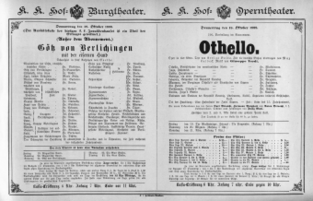 Theaterzettel (Oper und Burgtheater in Wien) 18881018 Seite: 1