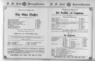 Theaterzettel (Oper und Burgtheater in Wien) 18881022 Seite: 1