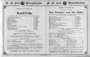 Theaterzettel (Oper und Burgtheater in Wien) 18881024 Seite: 1