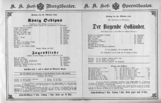 Theaterzettel (Oper und Burgtheater in Wien) 18881026 Seite: 1