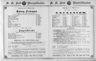 Theaterzettel (Oper und Burgtheater in Wien) 18881027 Seite: 1