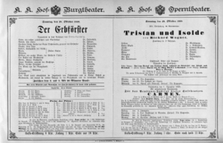 Theaterzettel (Oper und Burgtheater in Wien) 18881028 Seite: 1