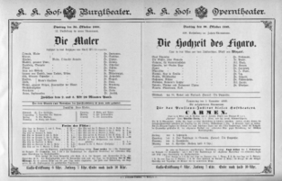 Theaterzettel (Oper und Burgtheater in Wien) 18881030 Seite: 1