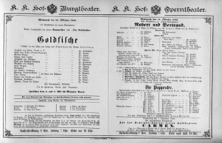 Theaterzettel (Oper und Burgtheater in Wien) 18881031 Seite: 1
