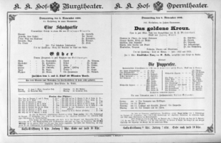 Theaterzettel (Oper und Burgtheater in Wien) 18881108 Seite: 1