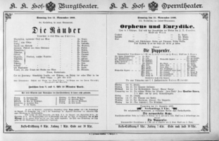 Theaterzettel (Oper und Burgtheater in Wien) 18881111 Seite: 1