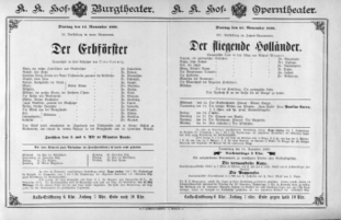 Theaterzettel (Oper und Burgtheater in Wien) 18881113 Seite: 1