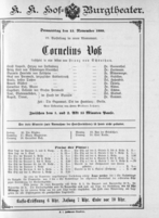 Theaterzettel (Oper und Burgtheater in Wien) 18881115 Seite: 1