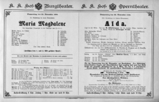 Theaterzettel (Oper und Burgtheater in Wien) 18881122 Seite: 1