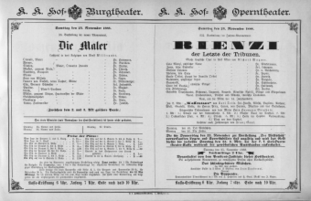Theaterzettel (Oper und Burgtheater in Wien) 18881124 Seite: 1
