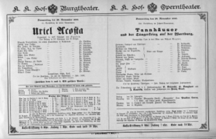 Theaterzettel (Oper und Burgtheater in Wien) 18881129 Seite: 1