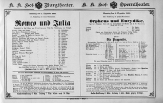 Theaterzettel (Oper und Burgtheater in Wien) 18881202 Seite: 1