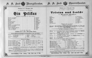 Theaterzettel (Oper und Burgtheater in Wien) 18881204 Seite: 1