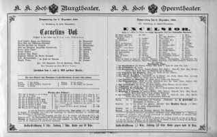 Theaterzettel (Oper und Burgtheater in Wien) 18881206 Seite: 1