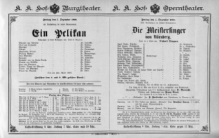 Theaterzettel (Oper und Burgtheater in Wien) 18881207 Seite: 1