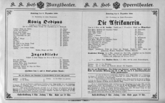 Theaterzettel (Oper und Burgtheater in Wien) 18881208 Seite: 1