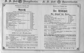 Theaterzettel (Oper und Burgtheater in Wien) 18881209 Seite: 1