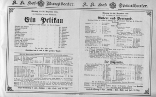 Theaterzettel (Oper und Burgtheater in Wien) 18881210 Seite: 1