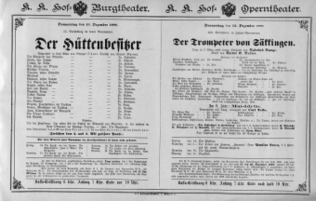 Theaterzettel (Oper und Burgtheater in Wien) 18881213 Seite: 1