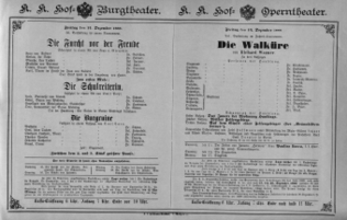 Theaterzettel (Oper und Burgtheater in Wien) 18881214 Seite: 1