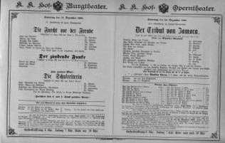 Theaterzettel (Oper und Burgtheater in Wien) 18881215 Seite: 1