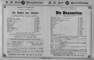 Theaterzettel (Oper und Burgtheater in Wien) 18881216 Seite: 1