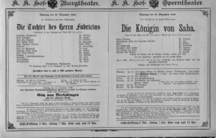 Theaterzettel (Oper und Burgtheater in Wien) 18881218 Seite: 1