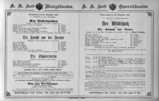 Theaterzettel (Oper und Burgtheater in Wien) 18881220 Seite: 1