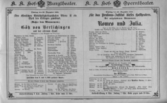 Theaterzettel (Oper und Burgtheater in Wien) 18881225 Seite: 1