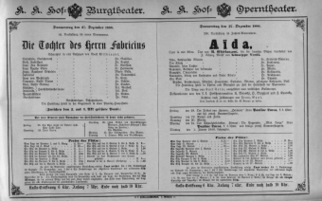 Theaterzettel (Oper und Burgtheater in Wien) 18881227 Seite: 1
