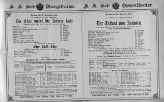 Theaterzettel (Oper und Burgtheater in Wien) 18881228 Seite: 1