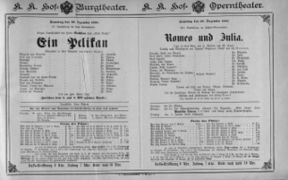 Theaterzettel (Oper und Burgtheater in Wien) 18881229 Seite: 1