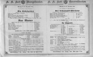 Theaterzettel (Oper und Burgtheater in Wien) 18881231 Seite: 1