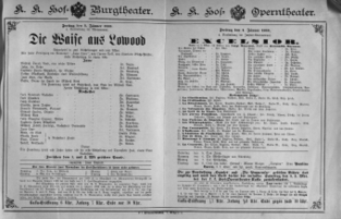Theaterzettel (Oper und Burgtheater in Wien) 18890104 Seite: 1