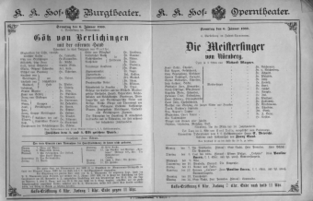 Theaterzettel (Oper und Burgtheater in Wien) 18890106 Seite: 1