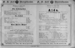 Theaterzettel (Oper und Burgtheater in Wien) 18890109 Seite: 1