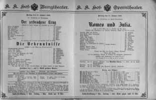 Theaterzettel (Oper und Burgtheater in Wien) 18890111 Seite: 1