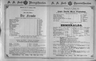 Theaterzettel (Oper und Burgtheater in Wien) 18890114 Seite: 1
