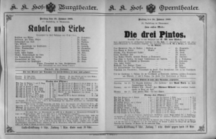 Theaterzettel (Oper und Burgtheater in Wien) 18890118 Seite: 1
