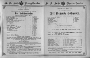 Theaterzettel (Oper und Burgtheater in Wien) 18890119 Seite: 1