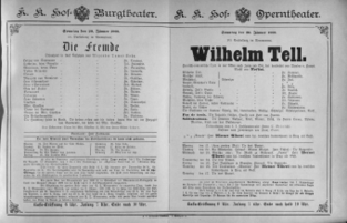 Theaterzettel (Oper und Burgtheater in Wien) 18890120 Seite: 1